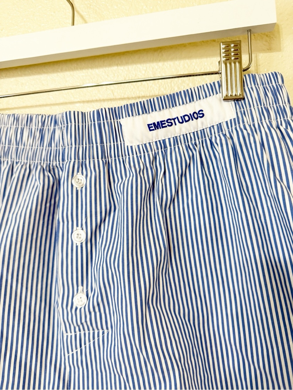 Eme Studios Jammies LS Blue Striped Cotton Logo Boxer Shorts NEW Size 40 - Picture 13 of 14